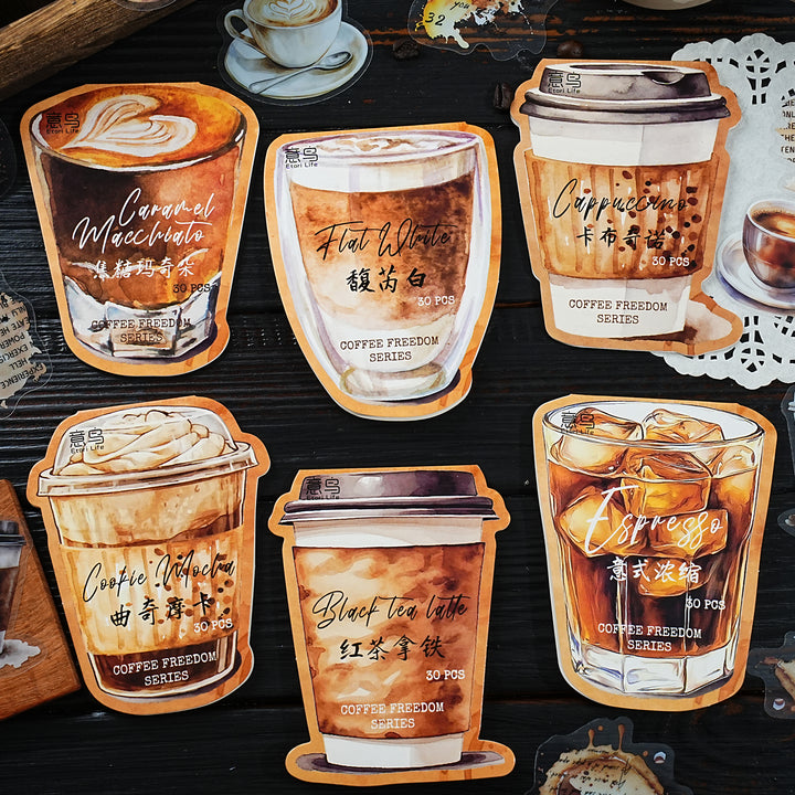 Coffee Stickers PET Coffee Freedom Series Planner Journal