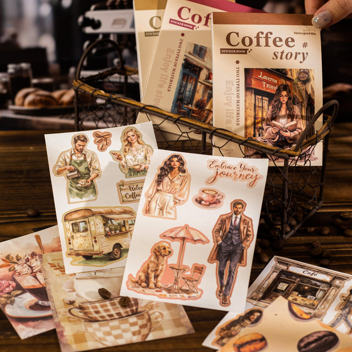 Coffee Stickers The story of the coffee shop cafe theme vintage aesthetic