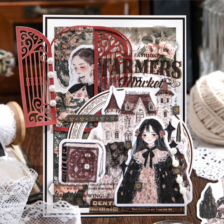 Collage Stickers of Manga Girls for Bullet Journal