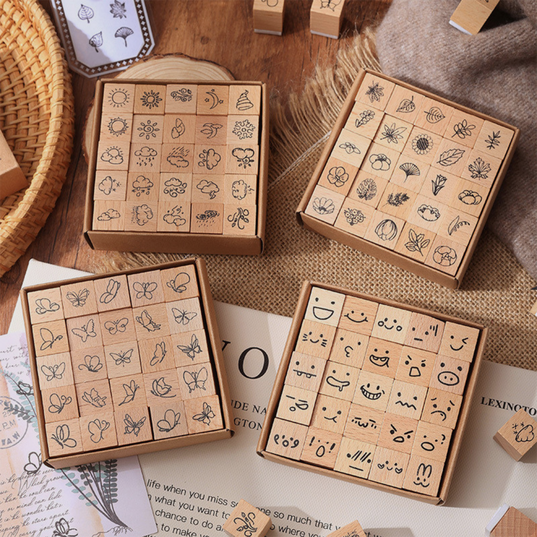 Retro Stamp Set for Journals, Scrapbooking, and DIY Craft Projects