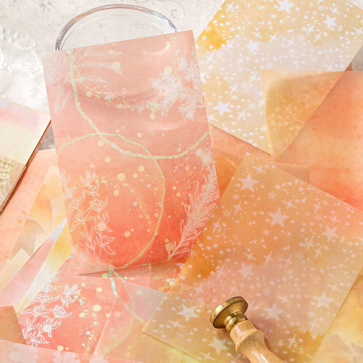 Color Blur Series Artistic Journaling Paper Celestial and Floral Elements