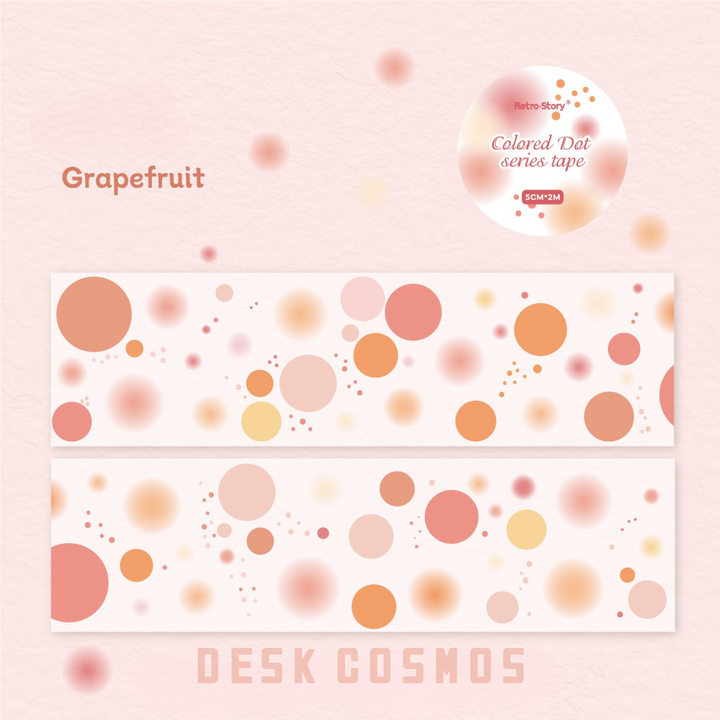 Color Sand Series Tape Grapefruit Polka Dots Bubbles Pastel Tape