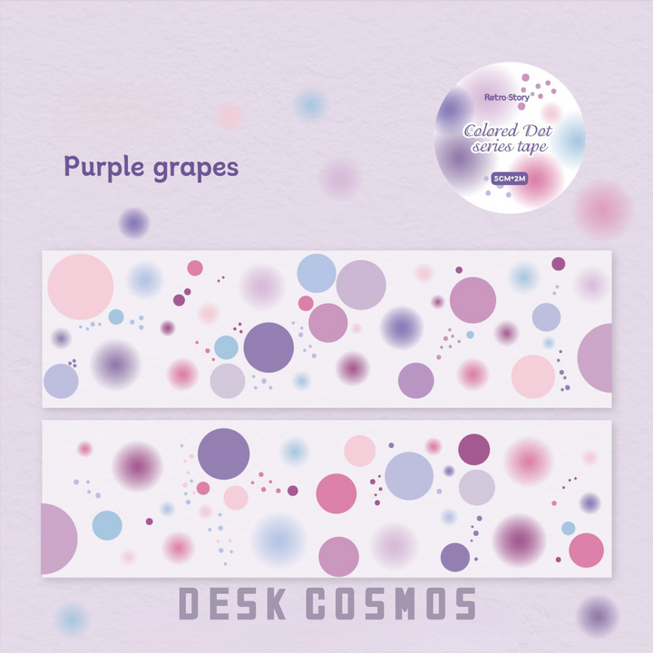 Color Sand Series Tape Purple Grapes Polka Dots Bubbles Fantasy Design
