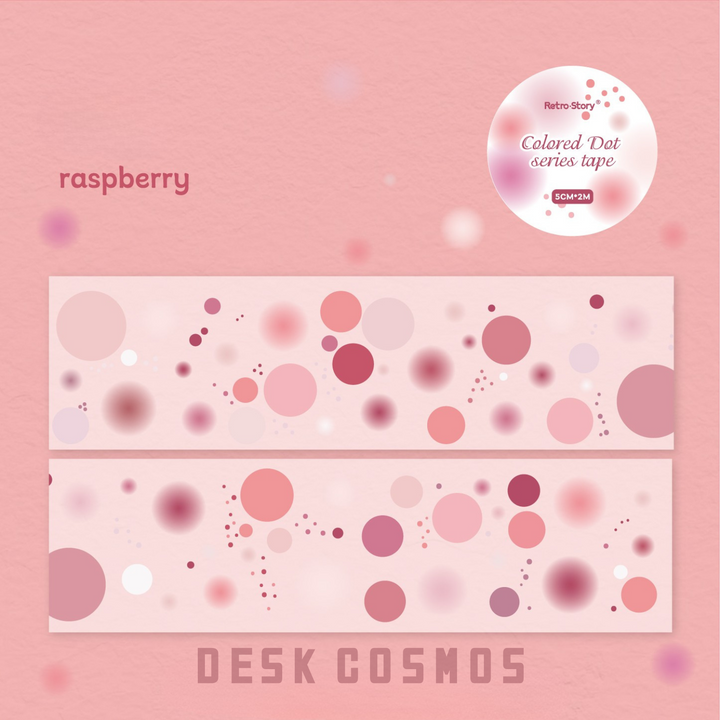 Color Sand Series Tape Raspberry Polka Dots Bubbles Watercolor Tape