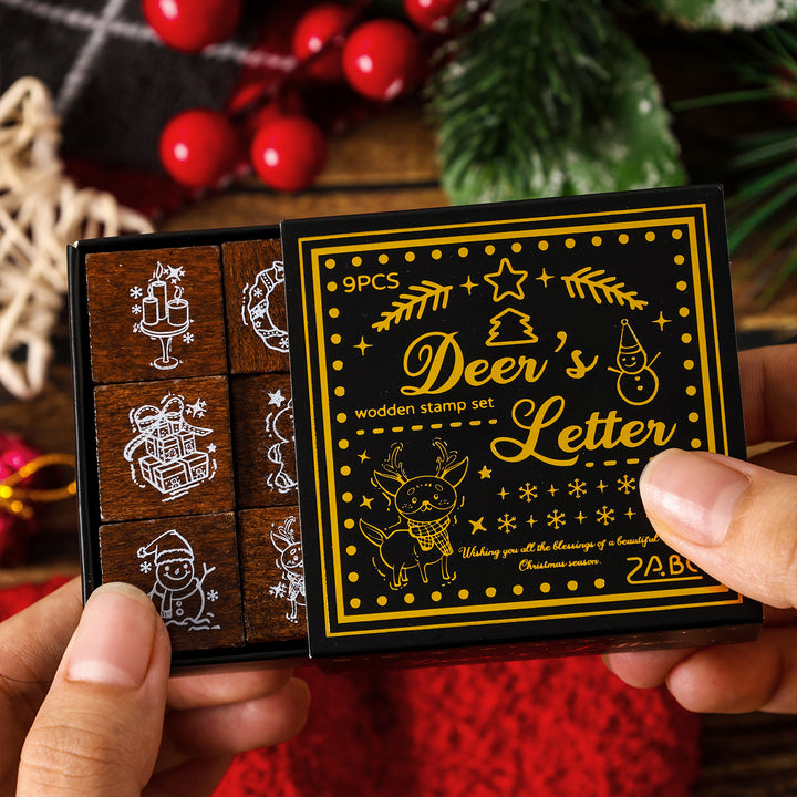 Colorful Christmas Evee DIY Wooden Stamps Festival Planner Decoration