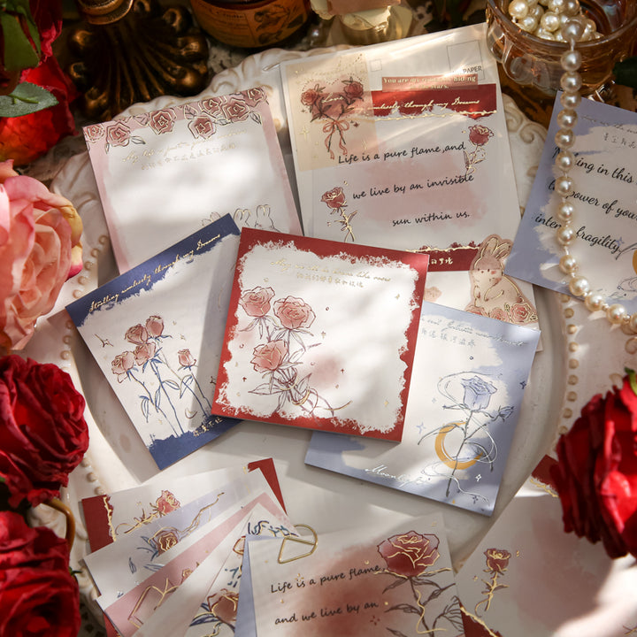 Colorful Full Gold Foil Rose Memo Pads