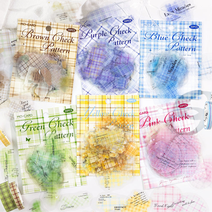 Colorful Plaid Paving Series Sweet Cute Sticker Pack