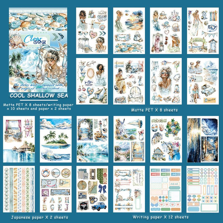 Cool Shallow Sea Stickers Aesthetic Journal Material