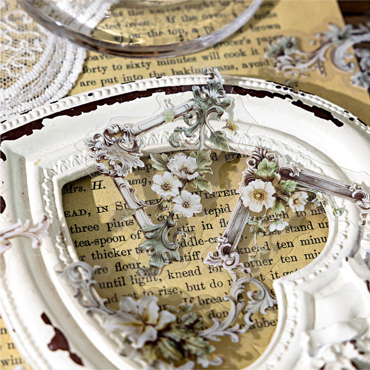Corner Museum Series Vintage Border Floral Stickers Elegant Design for Crafts