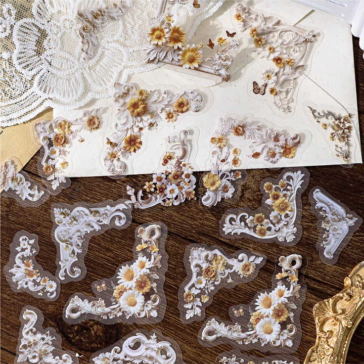 Corner Museum Series Vintage Border Floral Stickers for Custom Projects