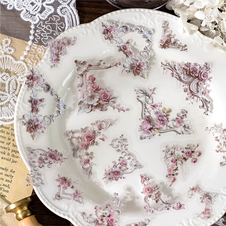 Corner Museum Series Vintage Border Floral Stickers for Home Decor
