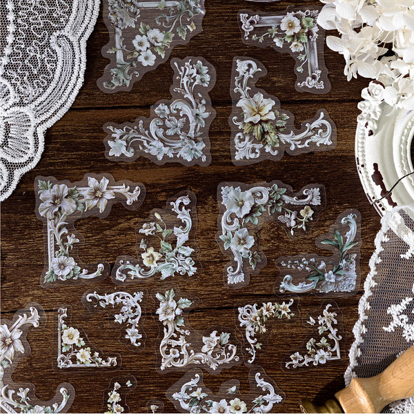 Corner Museum Series Vintage Border Floral Stickers for Special Occasions