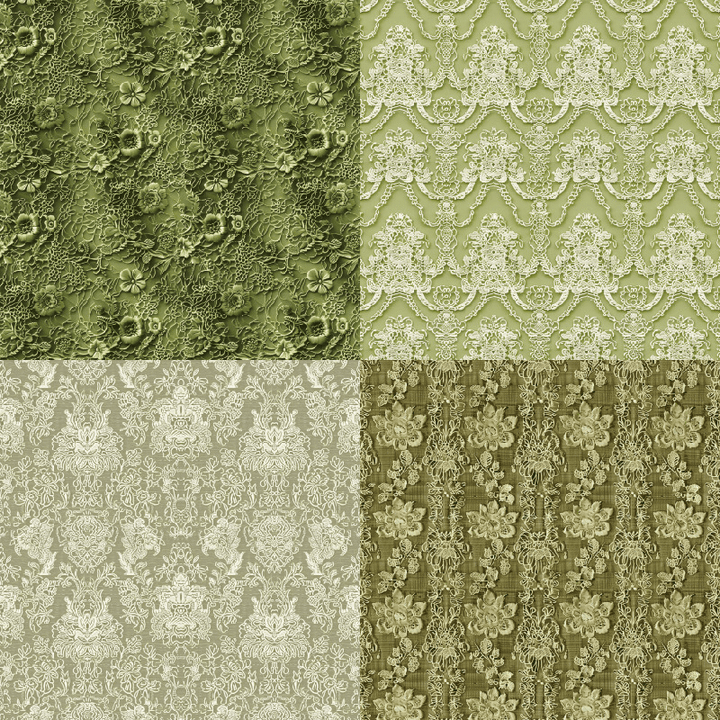 Craft Paper Vintage Green Lace Scrapbooking Sheet