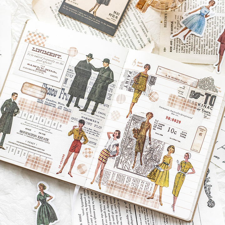 Creative Retro Fashion Stickers Washi Paper for DIY Journal