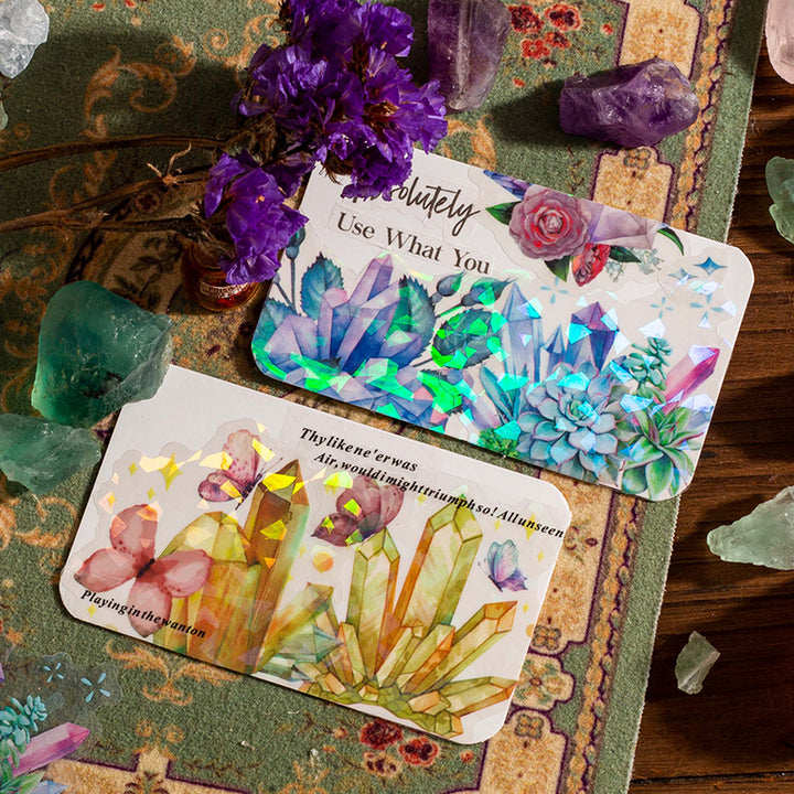 Crystal Story Vintage PET Stickers Romantic Shiny Botanical Art