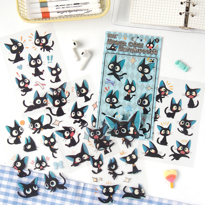 Cute Black Cat Stickers Hakimi Meow DIY Embellishments