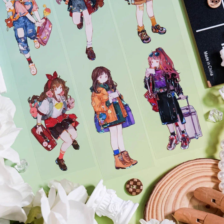 Cute Girl On Travel PET Tape Beach Fun