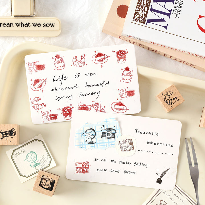 Cute Little Seal Wooden DIY Stamps Cute Coffee Food