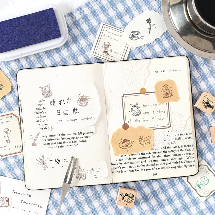 Cute Little Seal Wooden Stamps Sweet Coffee Food DIY