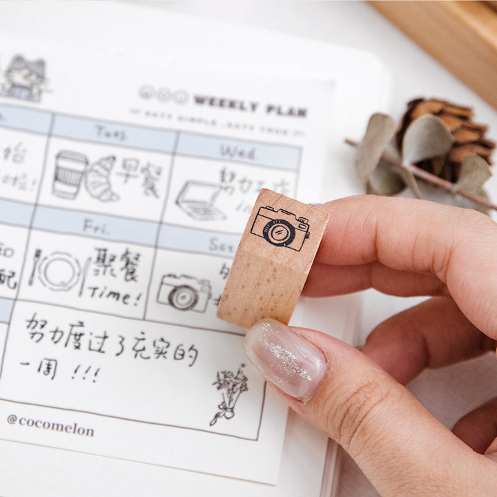 Cute Minimalist Wooden Stamps for Creative Journal Decoration