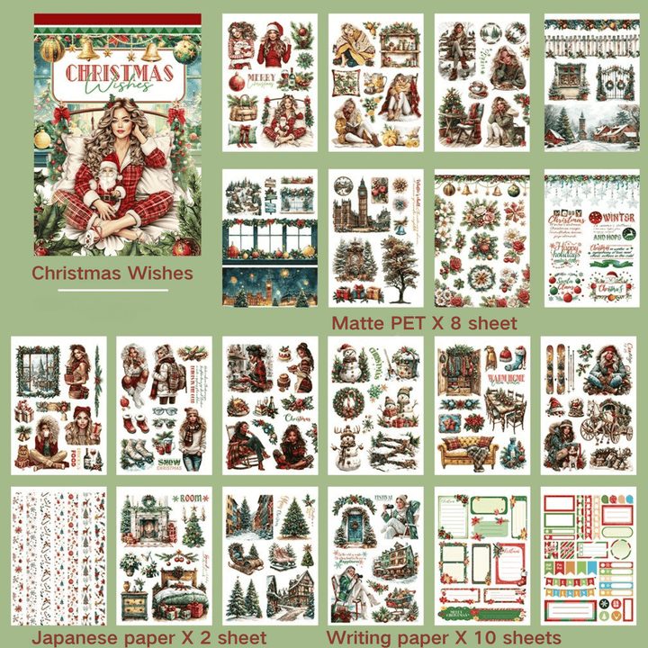 Christmas Wishes Dual - Material Sticker Book - Desk Cosmos