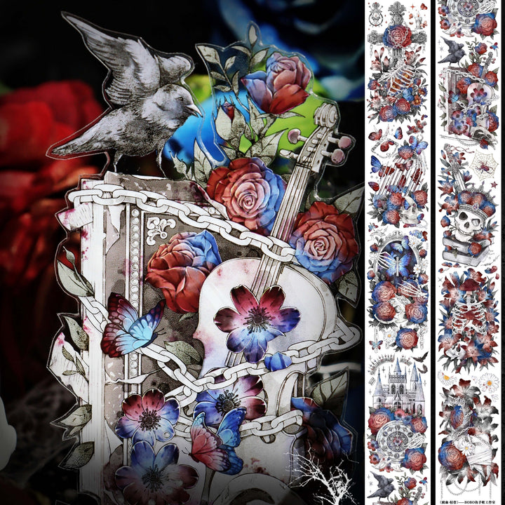 Gothic Skeleton Blood Red Rose Tape - Desk Cosmos