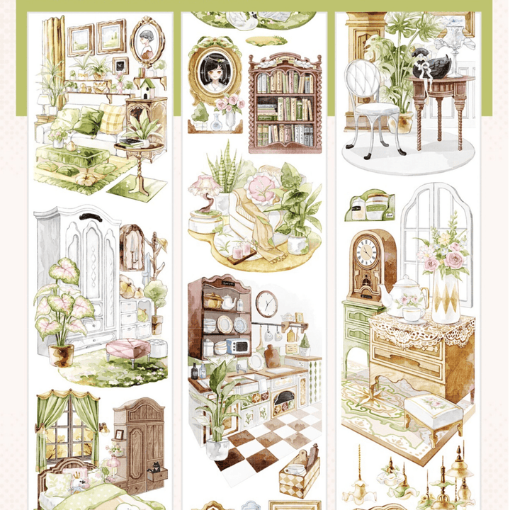 Vintage Furniture Scene PET Tape - Desk Cosmos