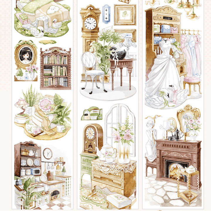 Vintage Furniture Scene PET Tape - Desk Cosmos