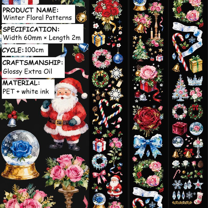Winter Floral Patterns Christmas PET Tape - Desk Cosmos