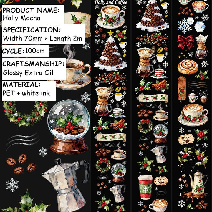 Holly Mocha Coffee Theme PET Tape - Desk Cosmos