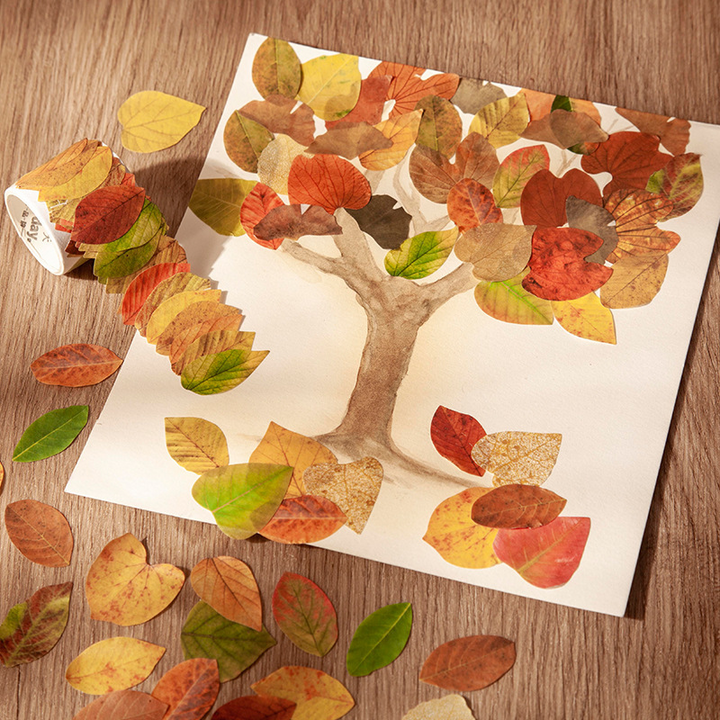 Create a Realistic Tree Shape Using Realistic Leaf Vintage Washi Stickers