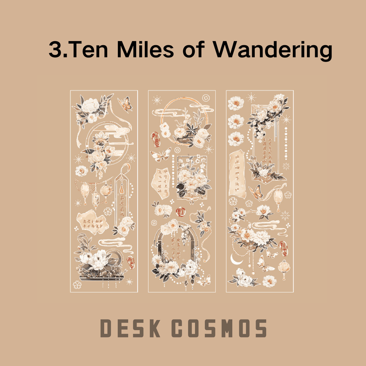 Dancing Dream Series Shili Guanyou Retro Gold Foil Embossed Stickers Scenic Beauty