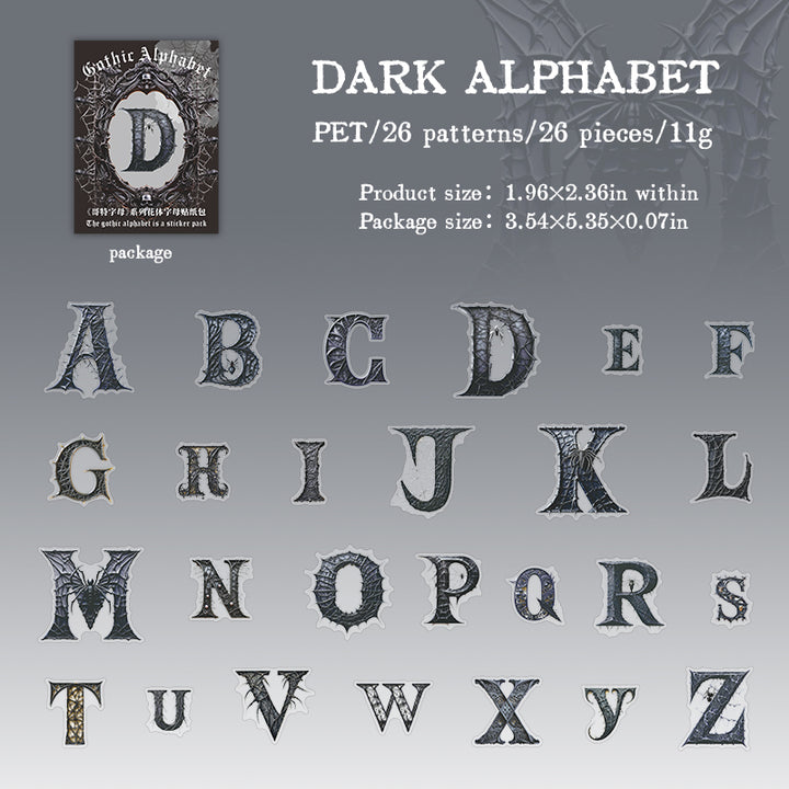 Dark Style Letter Sticker Pack