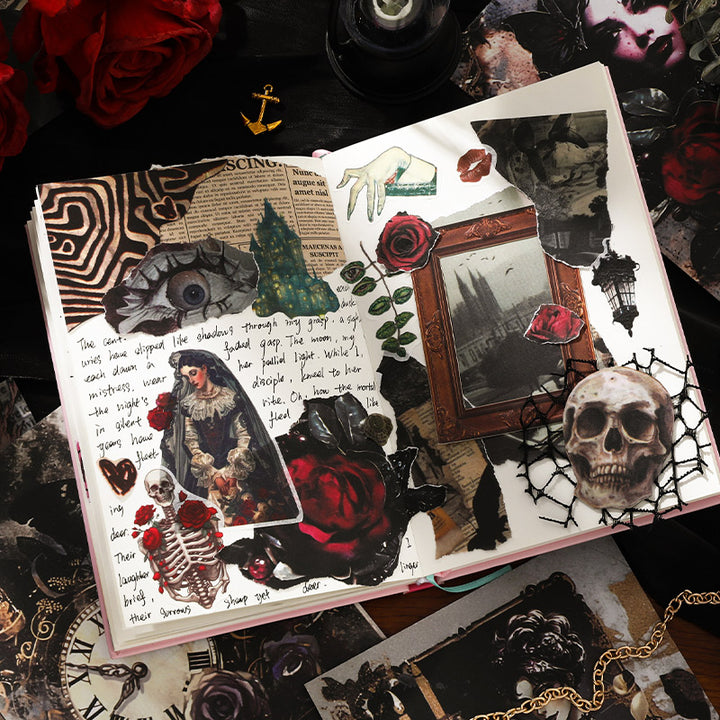 Dark Castle Gothic Rose Washi Stickers for Aesthetic Projects