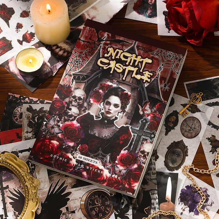 Dark Castle Gothic Rose Washi Stickers for Halloween
