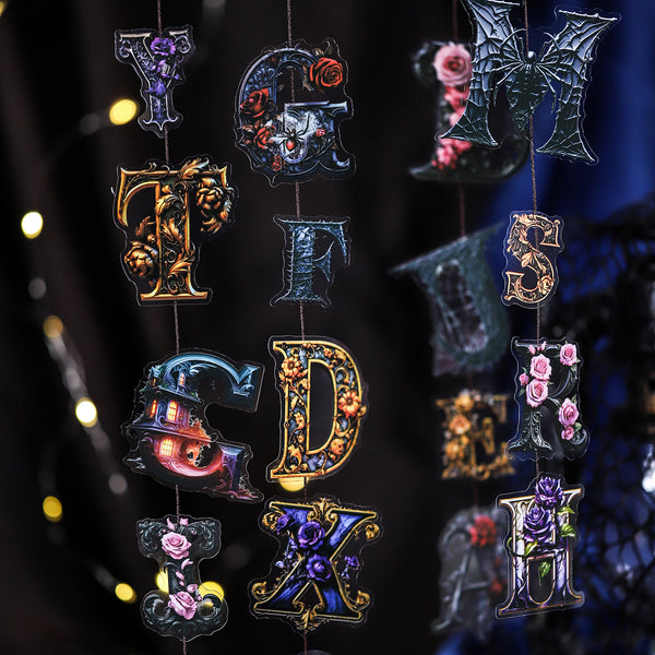 Dark and Floral Letter Stickers for DIY
