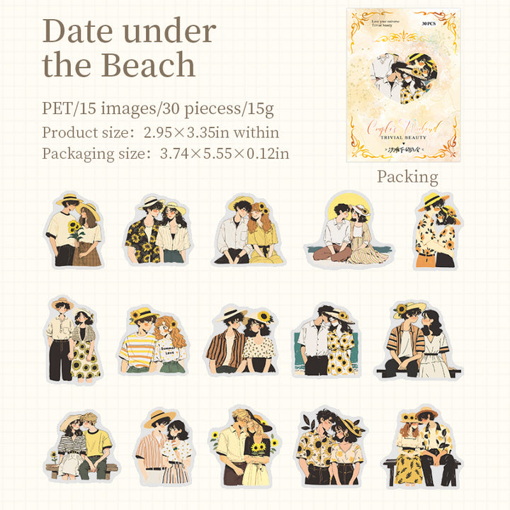 Couple Date Stickers | Beach Scene