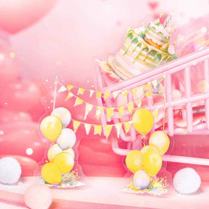 Decorative Birthday Cake and Balloon PET Stickers for Planner
