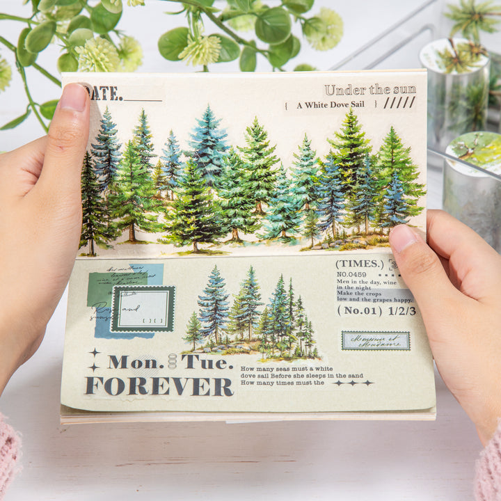 Dream Painting in the Forest Decorative PET Tape Tree Pattern for Journaling