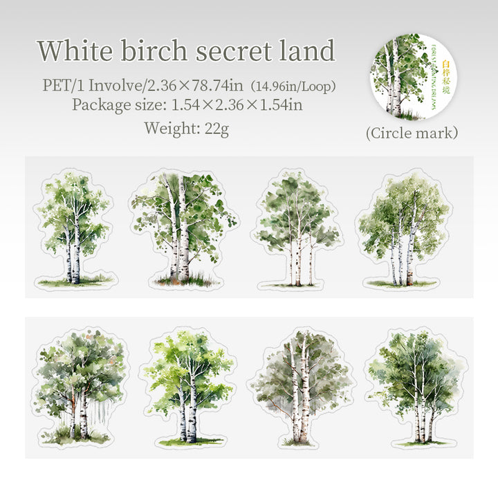 Dream Painting in the Forest White Birch Secret Land PET Tape Artistic Craft Supply