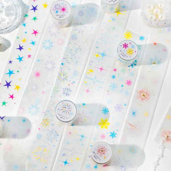 Dream Shimmer PET Tape Fireworks Stars Snowflakes DIY Scrapbook