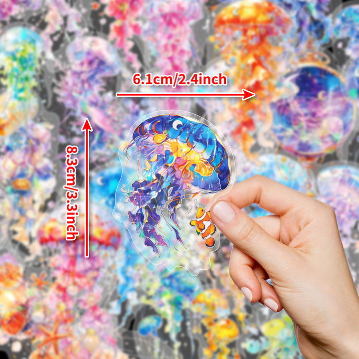 Dreamy Jellyfish Series Silver Foil Stickers Waterproof Ocean Animals