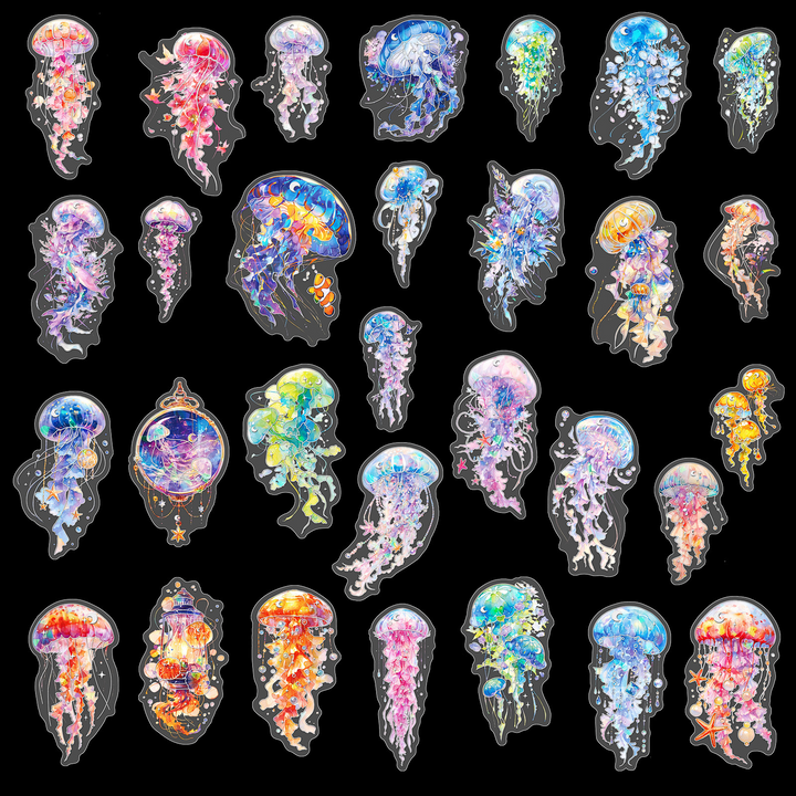 Dreamy Jellyfish Series Silver Foil Waterproof Stickers for DIY Projects