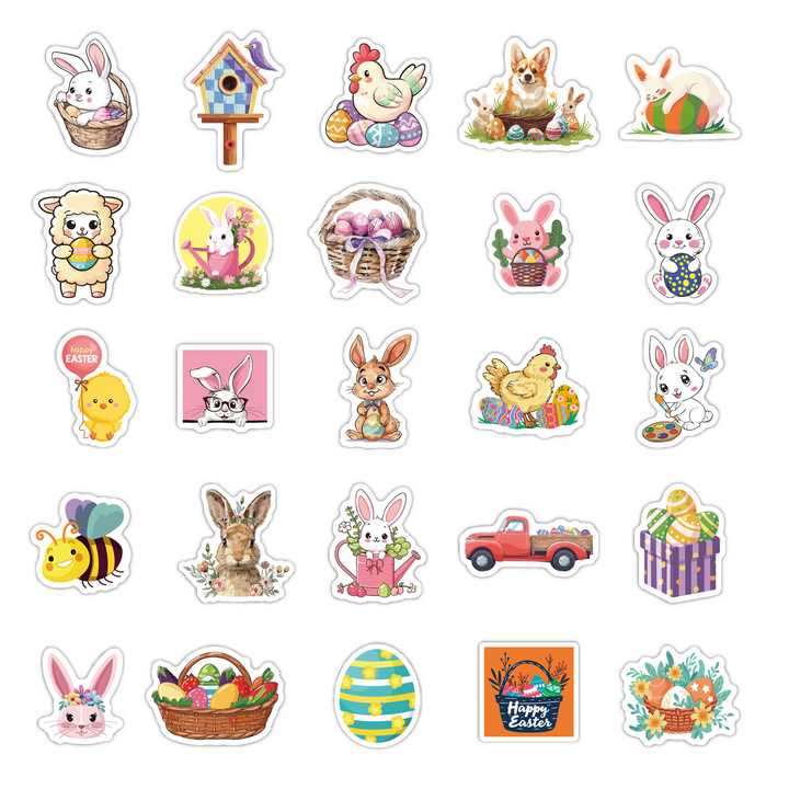 Easter Animal Stickers Cute Spring Design Easter Animal Stickers Cartoon Stickers
