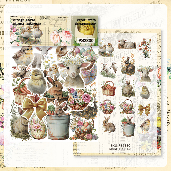 Easter Background Paper Easter Bunny Vintage Floral