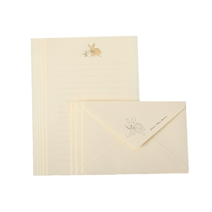 Easter Bunny Letter Paper & Envelope Retro Gold Design Easter Bunny Letter
