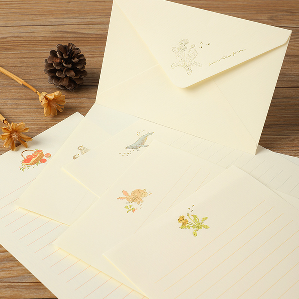 Easter Bunny Letter Paper & Envelope Retro Gold Design Elegant Design Gold Letter