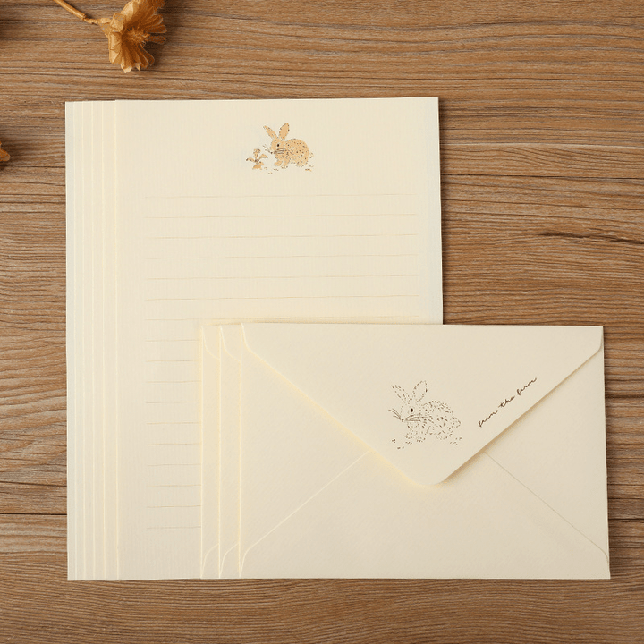 Easter Bunny Letter Paper & Envelope Retro Gold Design High Quality Letter Paper Suitable for Scrapbooking