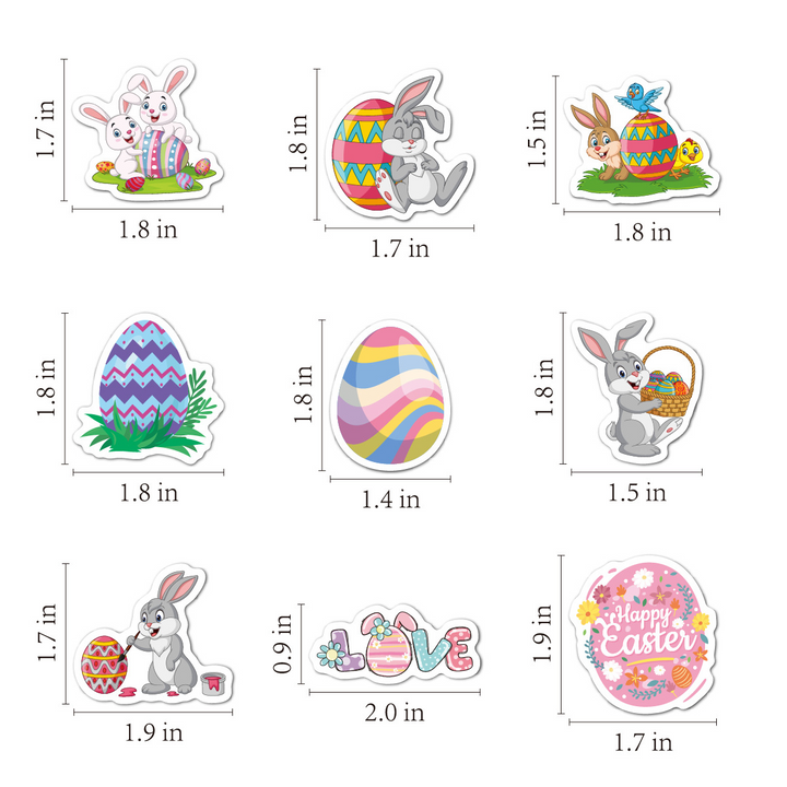 Easter Holographic PVC Stickers Egg Bunny and Animal Designs