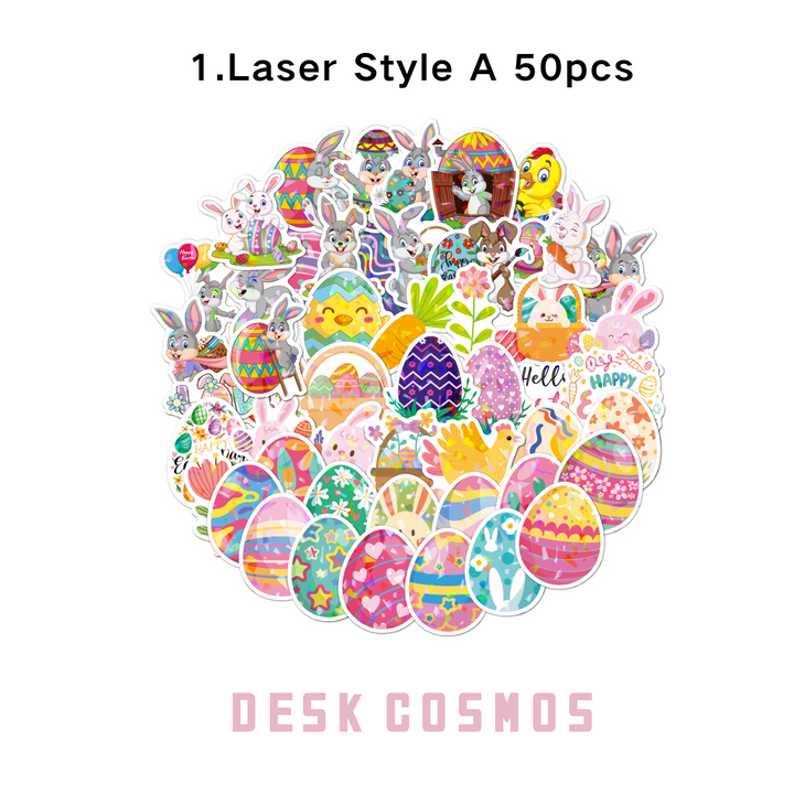 Easter Holographic Stickers PVC Animal Design Spring Theme